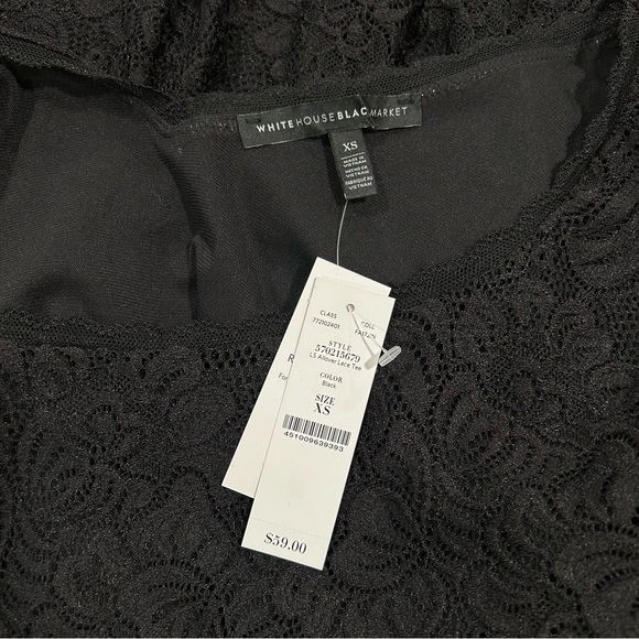 NWT White House Black Market black lace long sleeve top - Size XS - Picture 7 of 9
